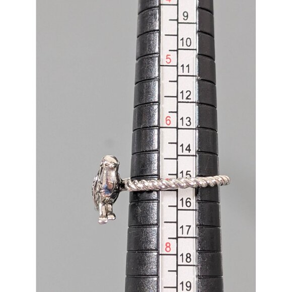 Boho Silver Tone Bird Ring Rope Style Band Size 7 - Picture 4 of 4